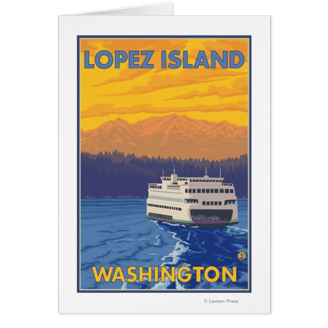 Ferry et montagnes - Lopez Island, Washington (Devant)