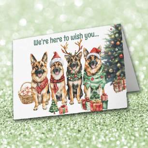 Festif allemand berger Chiens de Noël Carte
