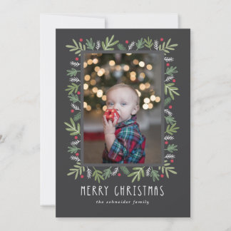 Festif Botanique Joyeux Carte photo de Noël