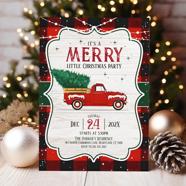 Festif Buffalo Plaid Christmas Party Invitation (Buffalo Plaid Merry Christmas Party invitation)