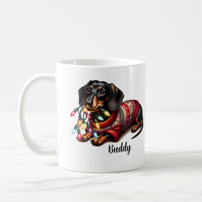 Festif Dachshund Délice café Mug (Gauche)