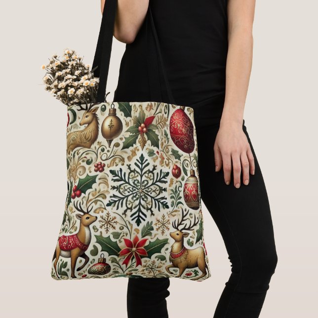 Festif Elegant Motif de Noël Sac fourre-tout (De près)
