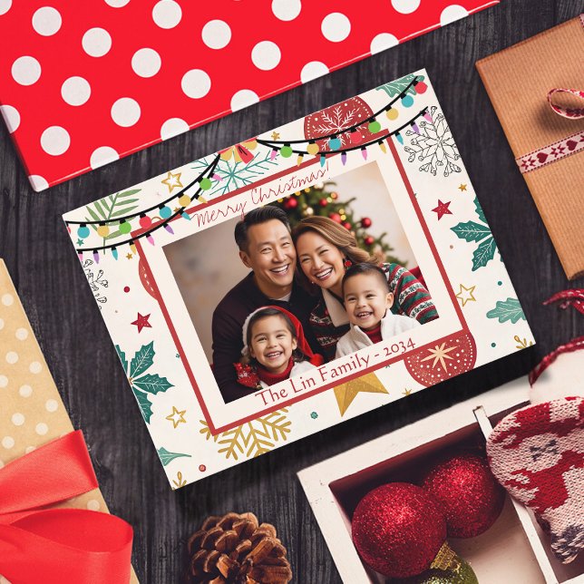 Festif Famille de Noël Photo Carte de Noël (Créateur téléchargé)