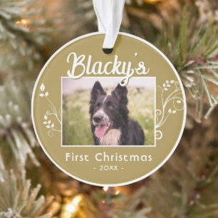 Festif First Christmas Puppy Name Foliage Photo