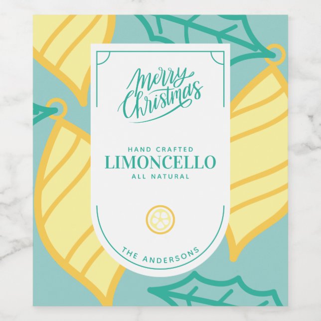 Festif Limoncello Étiquette de vin de Noël (Étiquettes simples)