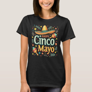 Festif Mexicain Sombrero & Maracas T-Shirt
