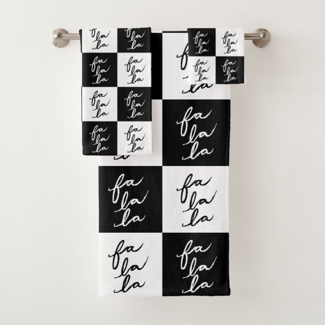 Festif moderne noir et blanc Fa La La Christmas (En situation)