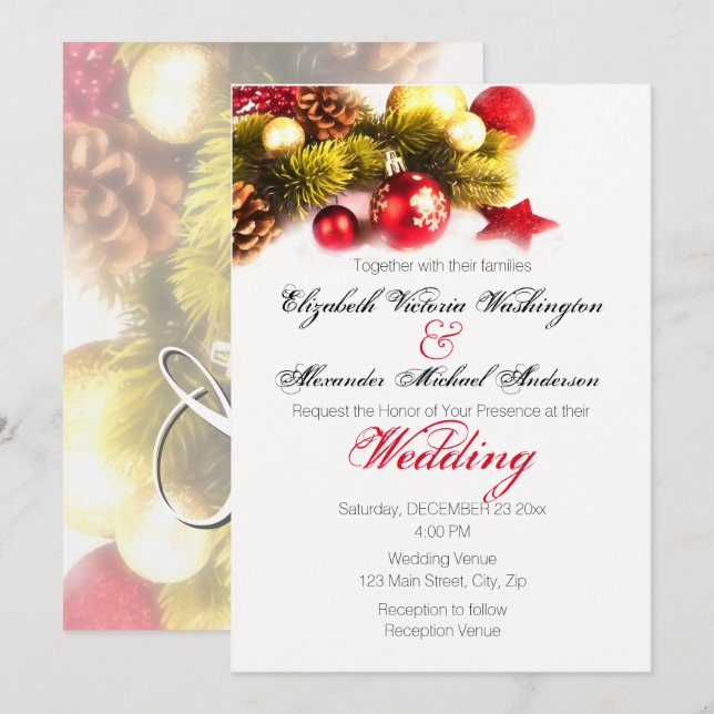 Festif Noël Faire-part de mariage (Devant / Derrière)