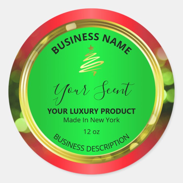 Festif Noël Rouge et Vert Étiquettes de produits (Devant)