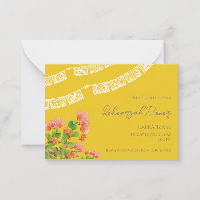 Festif Papel Picado Répétition Dîner Invitation (Devant)