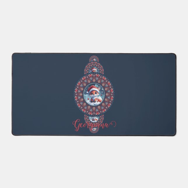 Festif personnalisé Kawaii Fox Ornamental Mandala (Recto)