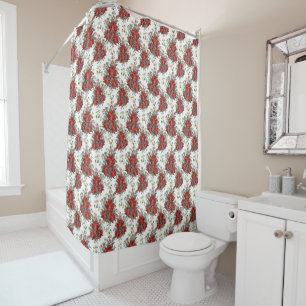 Festif Rich Poinsettia fleur Douche rideau