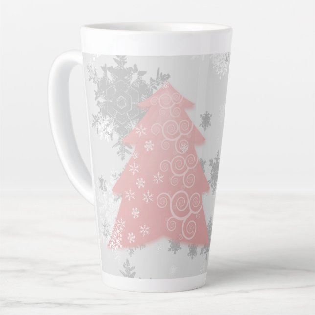 Festif rose Arbre de Noël Latte Mug (Angle gauche)