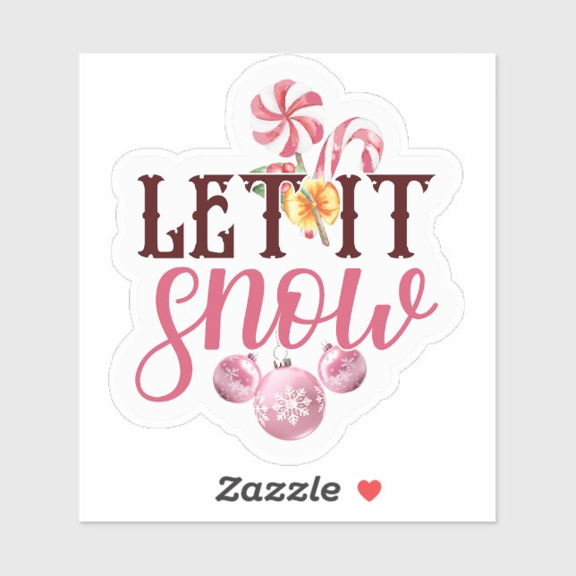 Festif rose Let It Snow Holiday Sticker Design (Feuille)