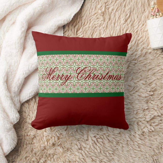 Festif Rouge et vert Joyeux Coussin de Noël (Couverture)