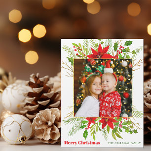 Festif Rouge Poinsettia Christmas Kids Photo Magne