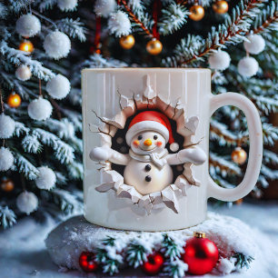 Festif Snowman Christmas Mug - 3D Holiday