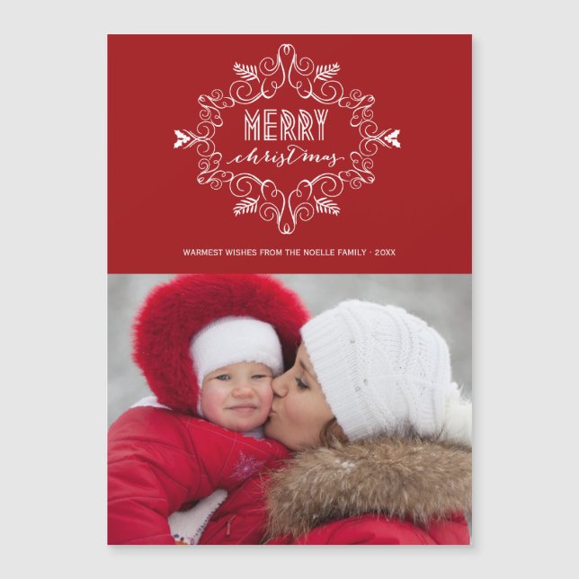 Festif vintage Déco Foliage Joyeux Noël Photo (Devant)