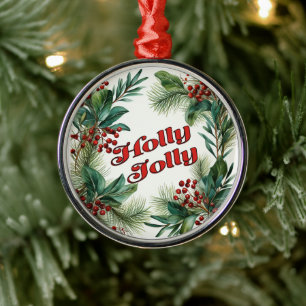 Festif Vintage "Holly Jolly" Ornement de Noël