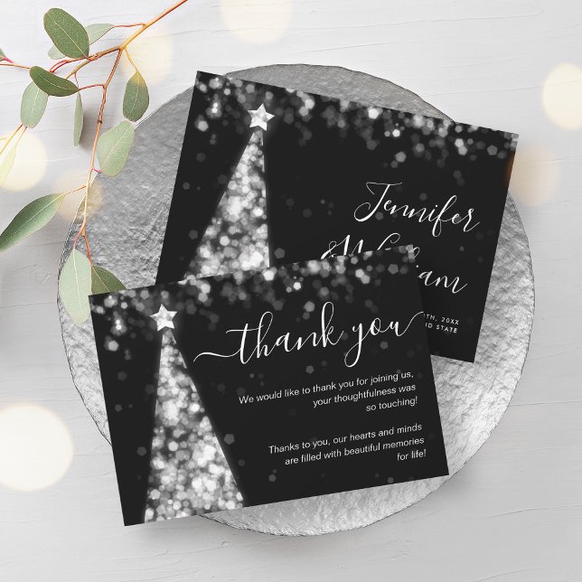 Festif Xmas Tree Mariage Carte de remerciements en (Festive Xmas Tree Silver Wedding Thank You Card)