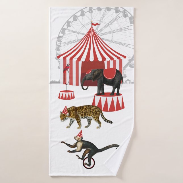 Festival du Carnaval coloré Thème Animaux Big Top (Serviette de bain)