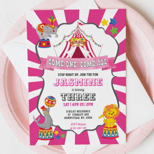 Festival du cirque rose Invitation d'anniversaire