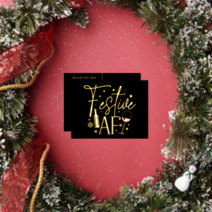 Festive AF Fête de Noël Invitation Black Gold