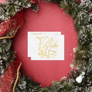 Festive AF Fête de Noël Invitation Or blanc