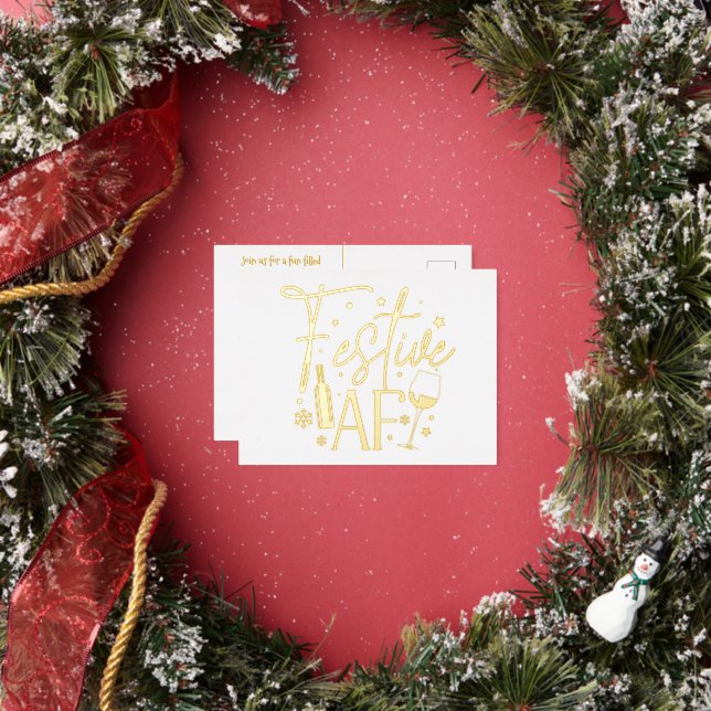 Festive AF Fête de Noël Invitation Or blanc (Insitu)