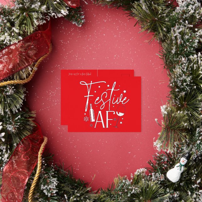 Festive AF Fête de Noël Invitation Red White Go (Insitu)