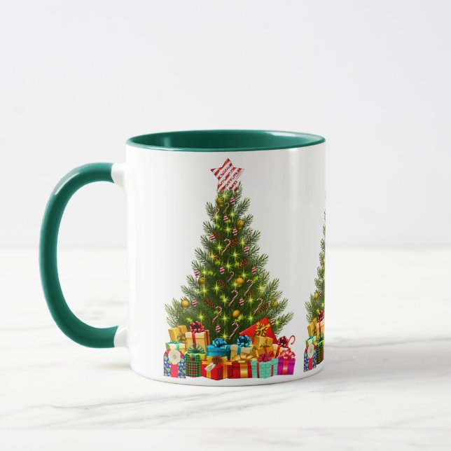 Festive Arbre de Noël Mug avec cadeaux 2025 (Gauche)