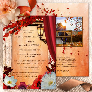 Festive Automne Photo Anniversaire Fête Invitation