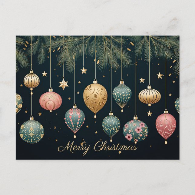 Festive Baubles Carte de voeux de Noël (Devant)