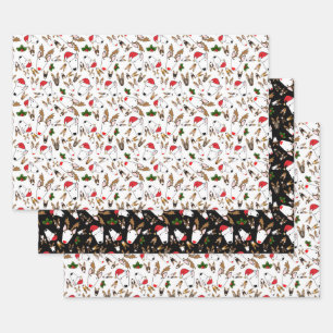 Festive Bullies sur papier d'emballage blanc