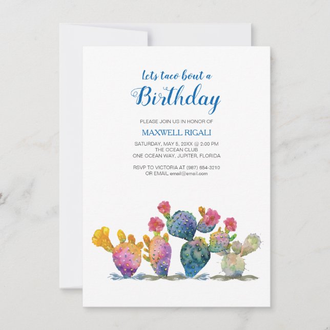Festive Cactus Fiesta Boy Invitation Anniversaire (Devant)