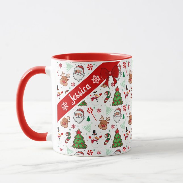 Festive Christmas Mug – Santa & Reindeer  (Gauche)