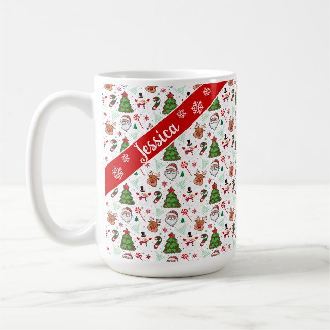 Festive Christmas Mug – Santa & Reindeer  (Gauche)