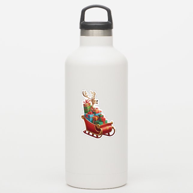 Festive Christmas Reindeer Sticker (Gourde)