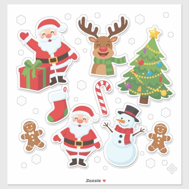 Festive Christmas Sticker Collection: Santa (Feuille)
