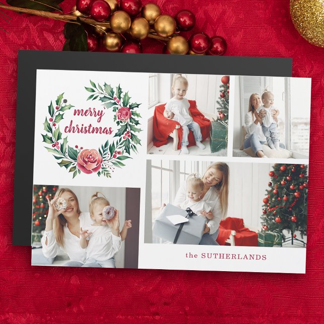 Festive Colorful Christmas Wreath Photo Collage (Créateur téléchargé)