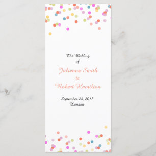 Festive Confetti Mariage programme de cérémonie