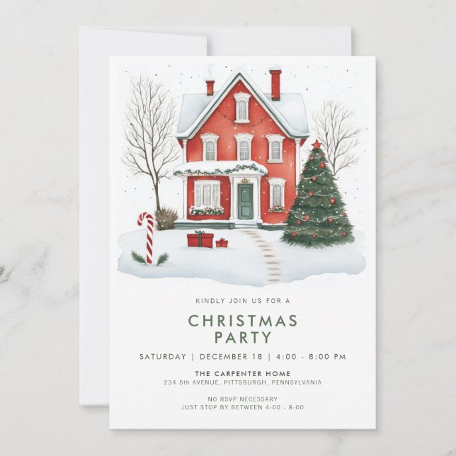 Festive Country Holiday Christmas Party Invitation (Devant)