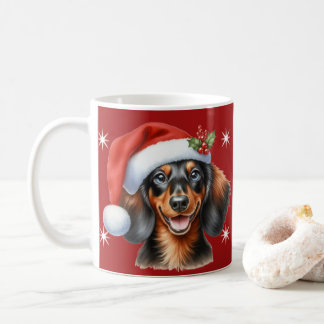 Festive Dachshund Mug de Noël - mignonne chien de 
