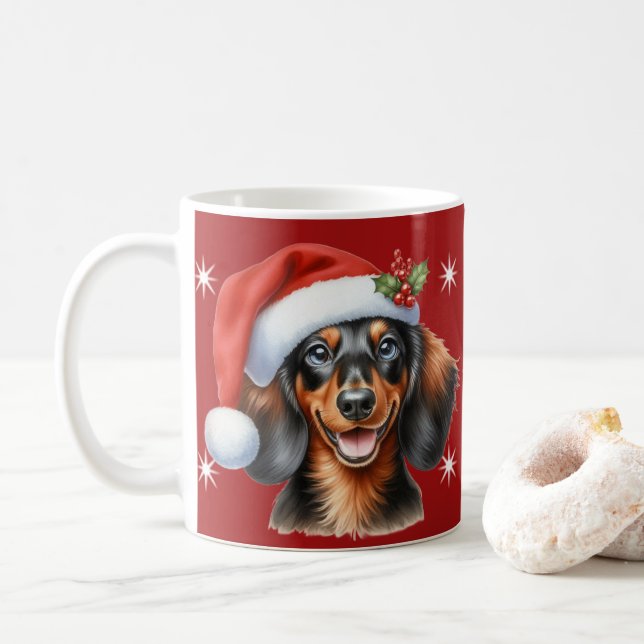 Festive Dachshund Mug de Noël - mignonne chien de  (Avec donut)