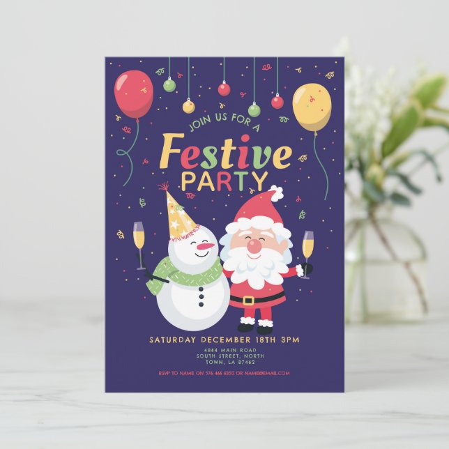 Festive de Noël Père Noël Invitation (Debout devant)