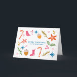 Festive Doodles Joyeux Noël Carte de voeux<br><div class="desc">Une carte de voeux de vacances avec des doodles festifs.</div>
