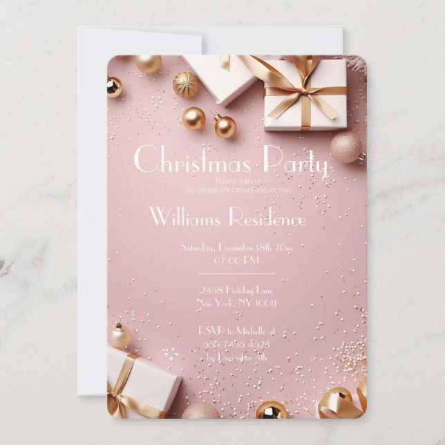 Festive Elegant Christmas Party Invitation (Devant)