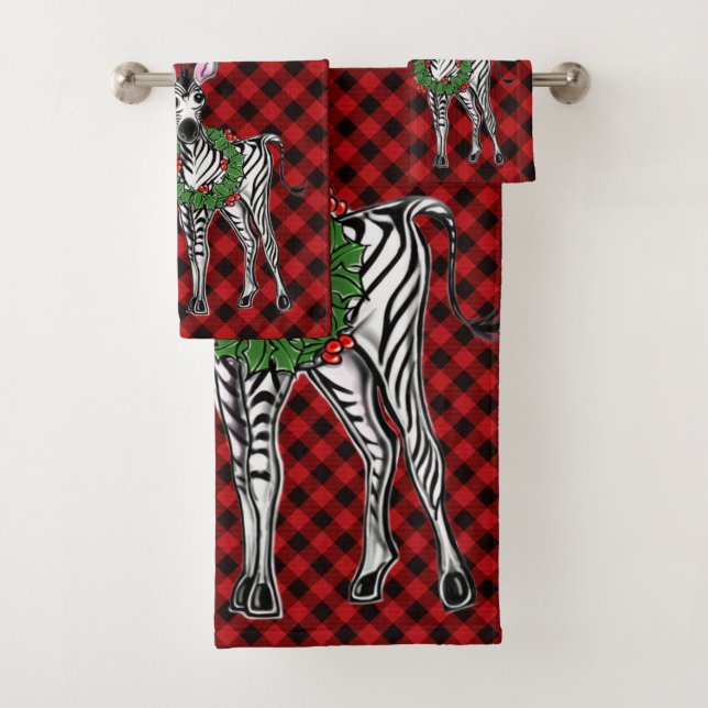 Festive Fête Zebra illustration, Holly wreath (En situation)