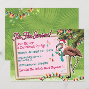 Festive Flamant rose Noël Invitations