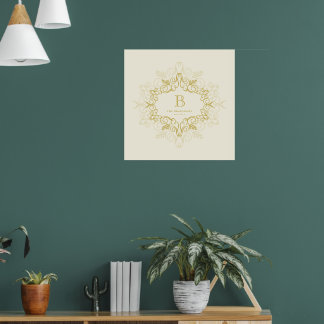 Festive Foliage Art Déco Cadre Monogram Holiday
